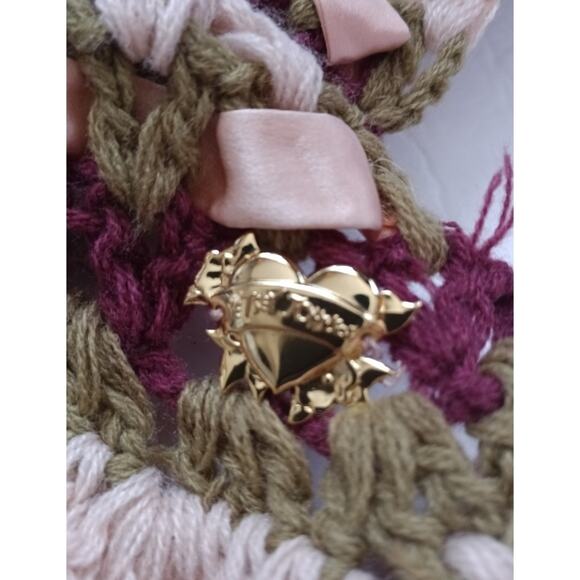 Betsey Johnson Crochet Ribbon Scarf Multi OS - Picture 4 of 4